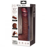 10 Inch Real Skin Silicone Dildo with Balls - Dark - image 4
