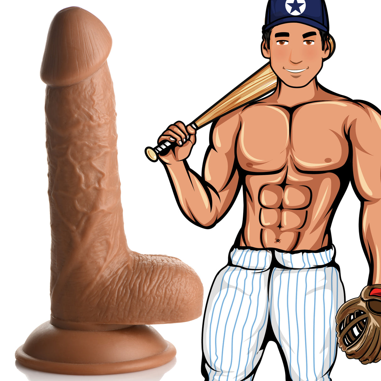 Jock Baseball Brian 7 Inch Realistic Dildo with Suction Base - 653078943870