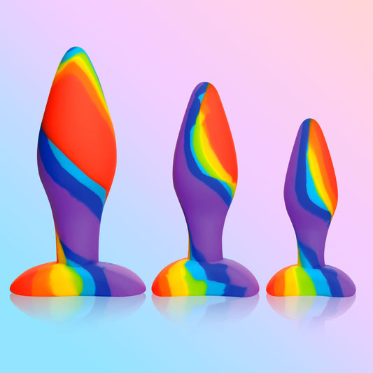 Simply Sweet 3-Piece Rainbow Silicone Butt Plug Set - 653078944204