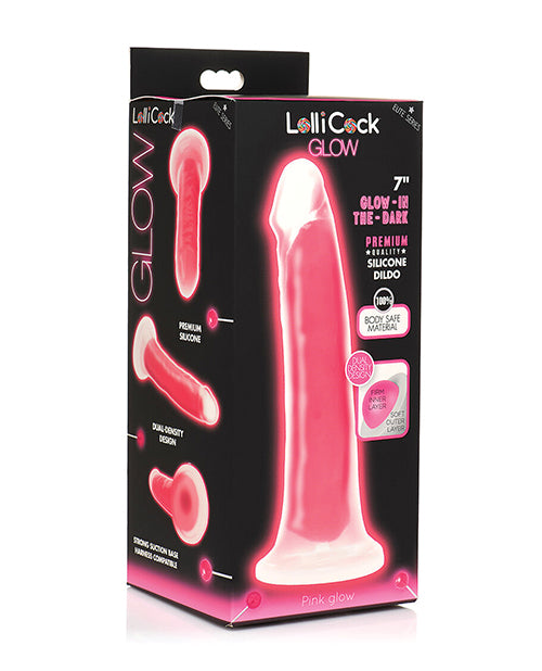 Curve Toys Lollicock 7" Glow In The Dark Silicone Dildo - Pink by Lollicock