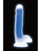 Lollicock 7-inch Glow-in-the-Dark Dual-Density Silicone Dildo with Balls, Blue