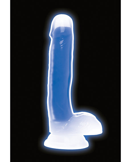Lollicock 7-inch Glow-in-the-Dark Dual-Density Silicone Dildo with Balls, Blue