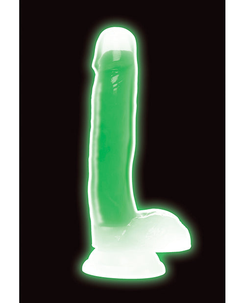 Lollicock 7-inch Glow-in-the-Dark Dual-Density Silicone Dildo with Balls, Green