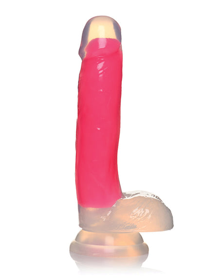 Lollicock 7" Glow-in-the-Dark Silicone Dildo with Balls, Pink