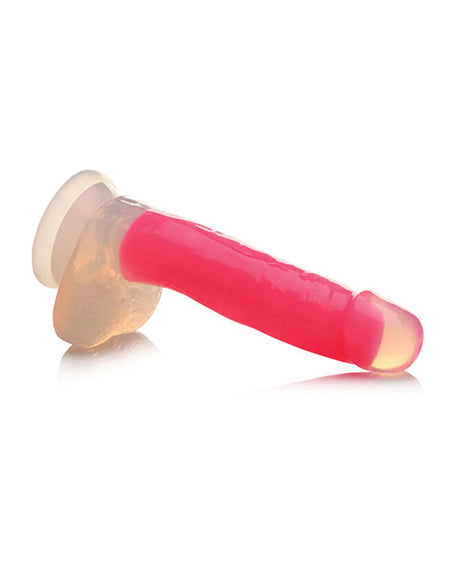 Lollicock 7" Glow-in-the-Dark Silicone Dildo with Balls, Pink