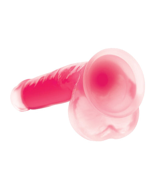 Lollicock 7" Glow-in-the-Dark Silicone Dildo with Balls, Pink