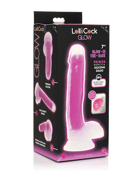 Curve Toys Lollicock 7" Glow In The Dark Silicone Dildo w/Balls - Purple by Lollicock