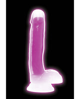 Lollicock 7" Glow-In-The-Dark Silicone Dildo with Balls, Purple