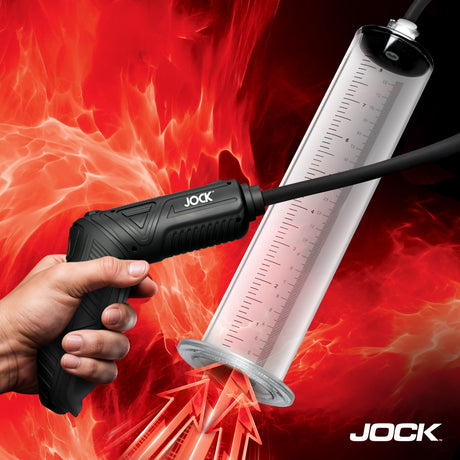 Jock Power Pumper Automatic Penis Pump with 10.1in Cylinder, Black/Clear - 653078945058