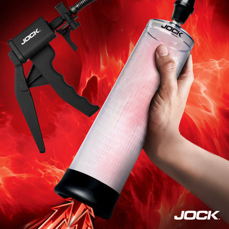 Jock Amp Up Penis Pump with Trigger Handle, Clear/Black - JOCK-CN1034