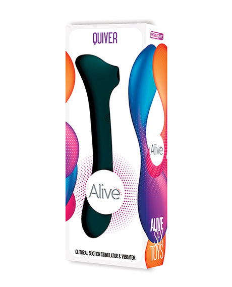 Alive Quiver — Dual-Ended Vibrator with Suction, Teal