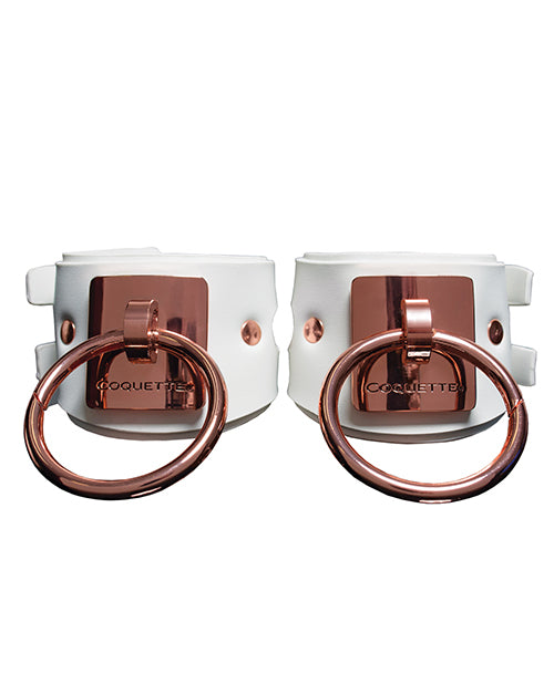 Pleasure Collection Adjustable Handcuffs - White/Rose Gold by Coquette Pleasure Collection