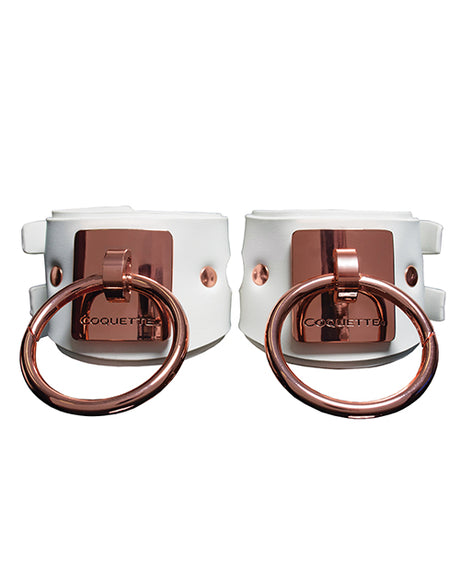 Pleasure Collection Adjustable Handcuffs - White/Rose Gold by Coquette Pleasure Collection