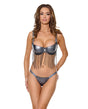 Pleasure Collection Gunmetal Glam Bra & Thong w/Removable Metal Chain Fringe - Grey MD by Coquette Pleasure Collection
