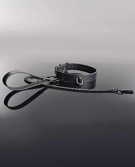 Pleasure Collection Gunmetal Glam Collar & Leash w/Removable Chain by Coquette Pleasure Collection