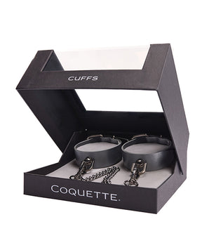 Pleasure Collection Gunmetal Glam Cuffs w/Removable Chain by Coquette Pleasure Collection