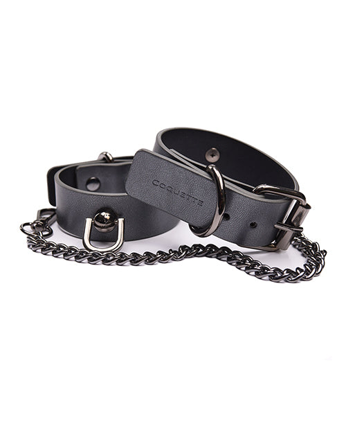 Pleasure Collection Gunmetal Glam Cuffs w/Removable Chain by Coquette Pleasure Collection