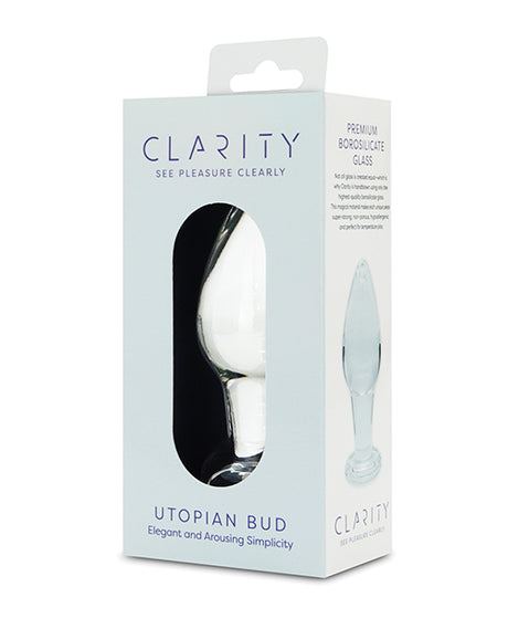 Clarity Utopian Bud Glass Butt Plug — 3.5-inch
