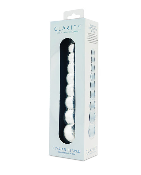 Clarity Elysian Pearls Glass Dildo — 6.7 in Beaded