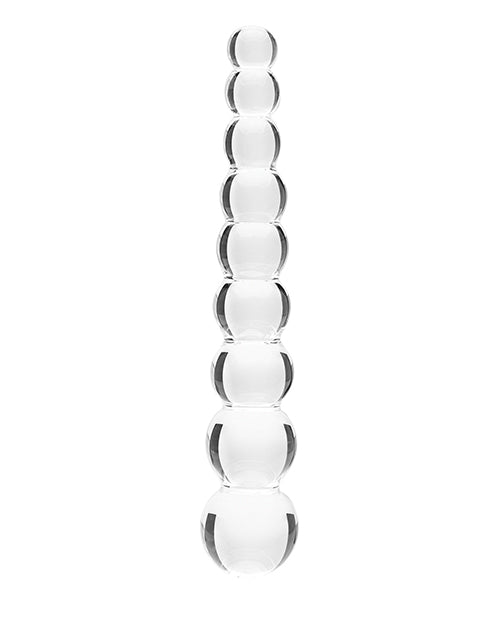 Clarity Elysian Pearls Glass Dildo — 6.7 in Beaded