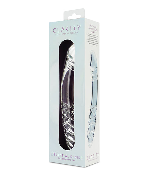 Clarity Celestial Desire Double-Ended Glass Dildo, 7.4 in