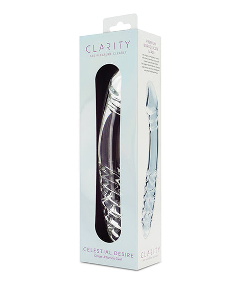 Clarity Celestial Desire Double-Ended Glass Dildo, 7.4 in