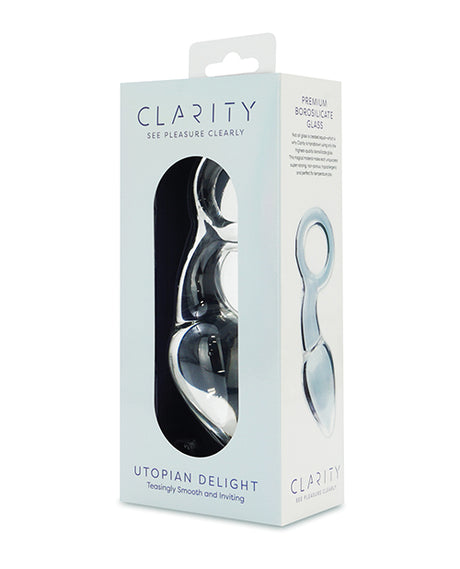 Clarity Utopian Delight Glass Butt Plug, 3.5-inch