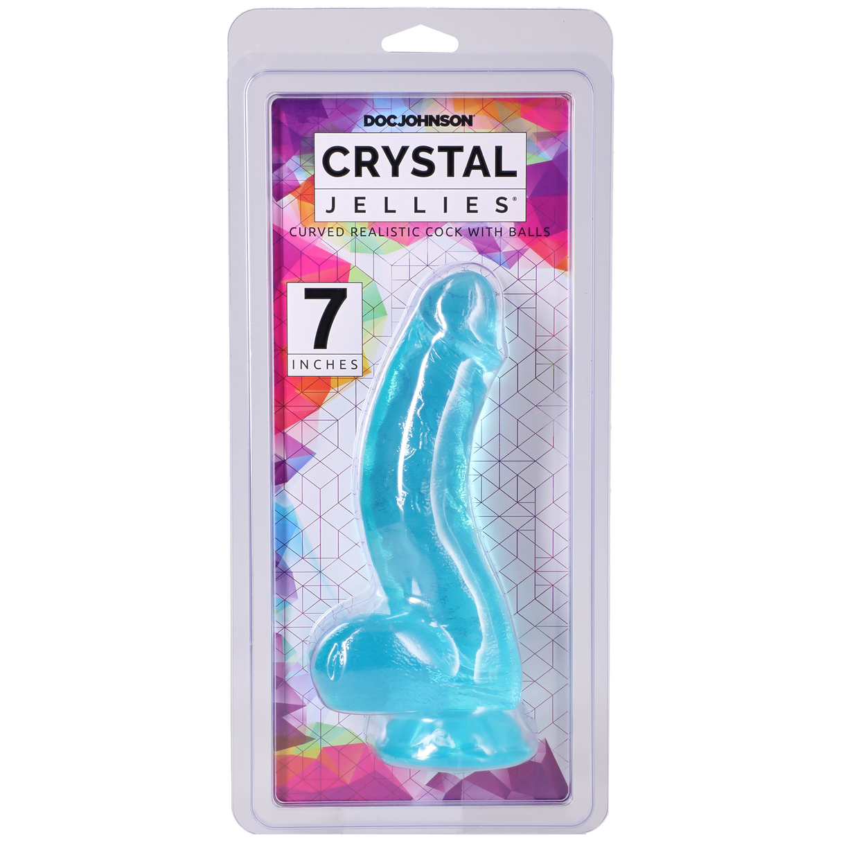 Doc Johnson Curved Realistic Dildo with Balls — 7 Inch Teal - DJ0288-37-CD