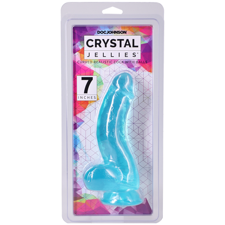 Doc Johnson Curved Realistic Dildo with Balls — 7 Inch Teal - DJ0288-37-CD