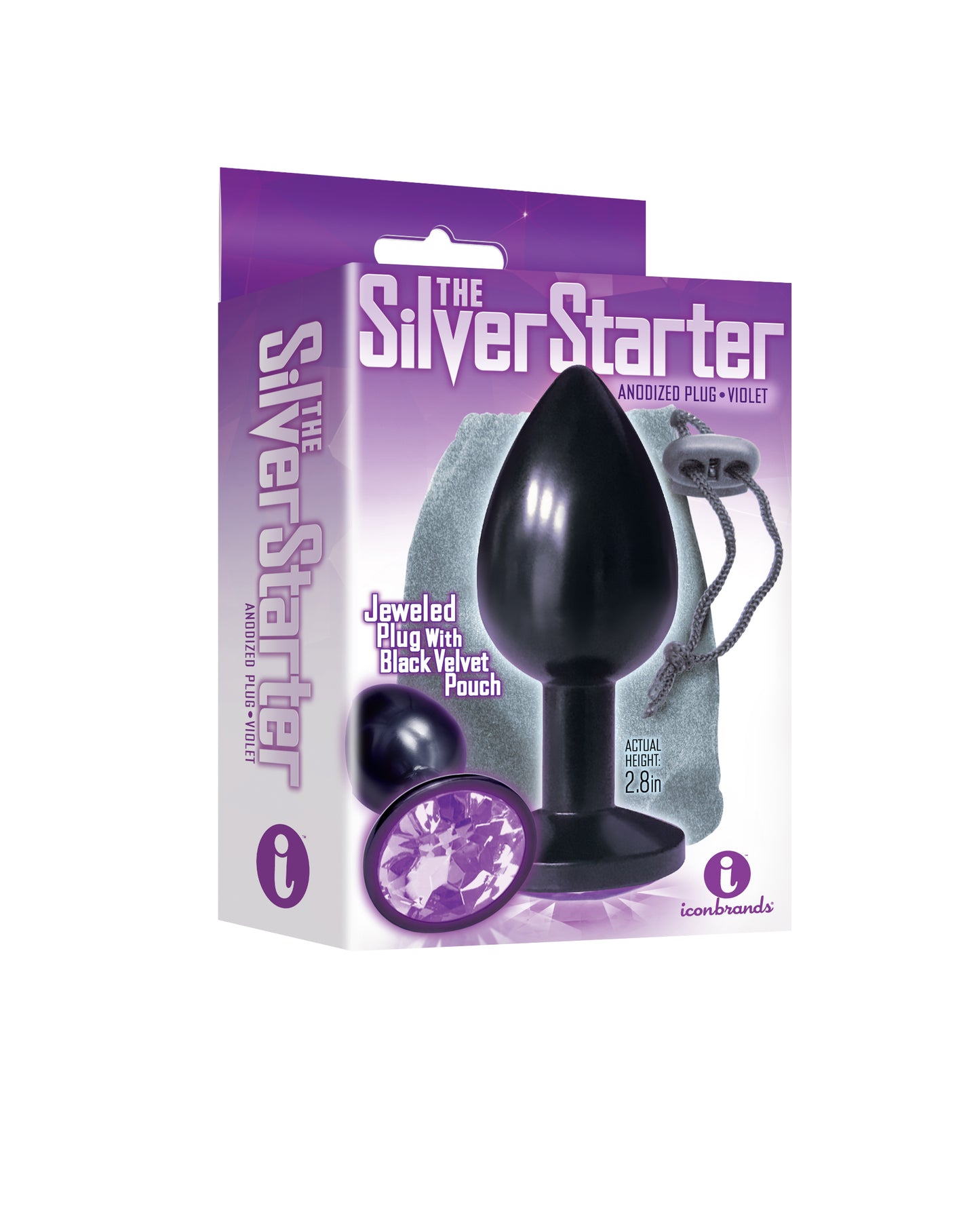The 9's the Silver Starter Anodized Bejeweled Stainless Steel Plug - Violet by Icon Brands