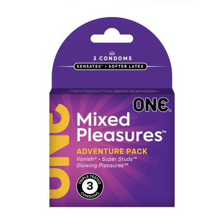 Paradise Marketing One Mixed Pleasures Condoms, 3-Count Variety Pack - PM110106C