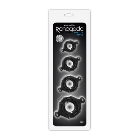 nsnovelties Renegade Vitality Rings — 4-Pack Cock Rings, Black - NSN1116-63