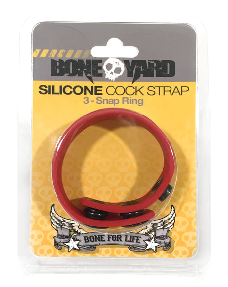 Rascal Boneyard Silicone Cock Strap, 3-Snap — Red - BY-0302