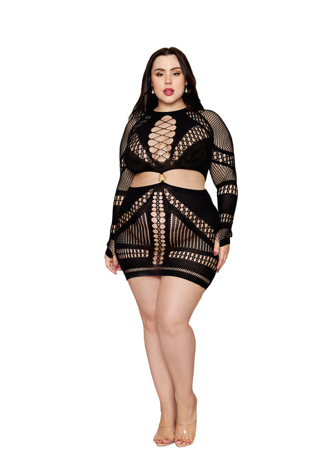 Dreamgirl DMND Chemise — Queen Size Black (90% Nylon, 10% Spandex) - DG-13675XBKQS