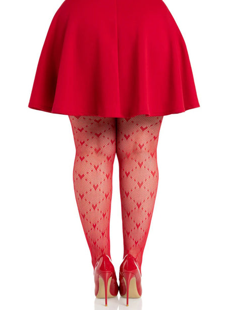 Leg Avenue Heart Net Tights — Plus 1X–2X Red - LA-9704XRD1X2