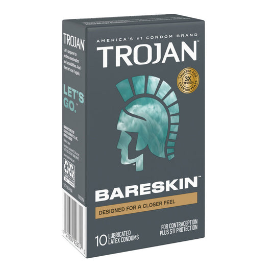 Paradise Marketing Trojan Sensitivity Bareskin Lubricated Condoms, 10 Pack - TJ92674