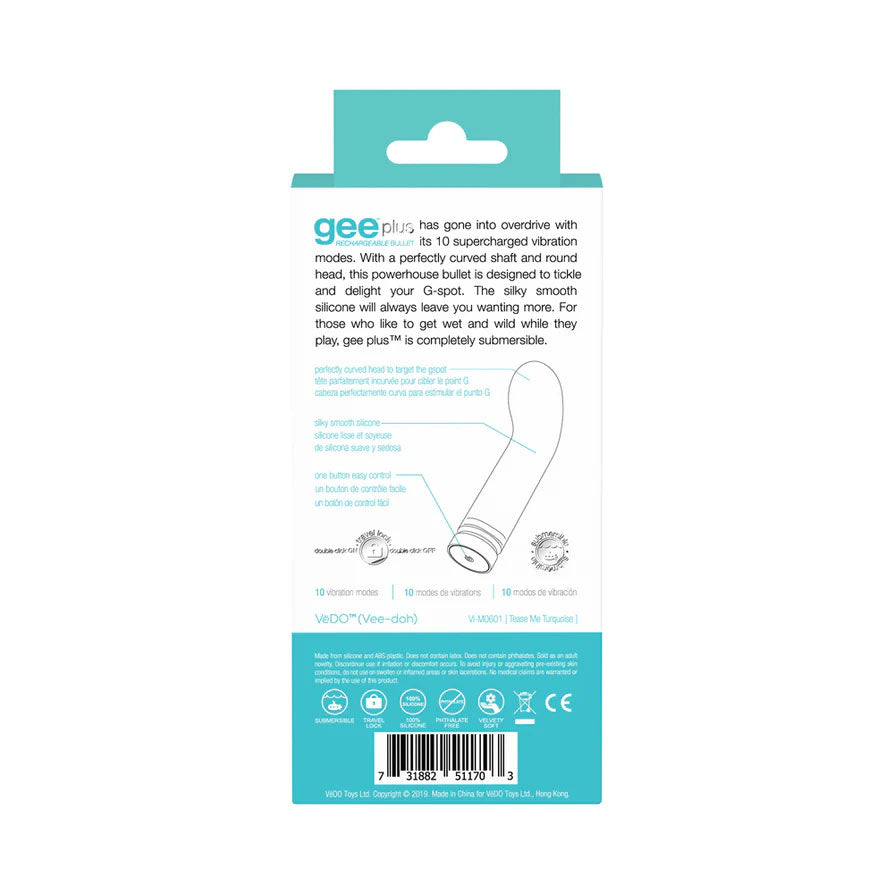 Gee Plus Rechargeable Mini Vibe - Tease Me Turquoise by VeDO