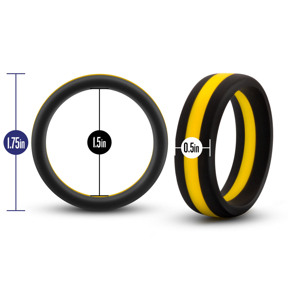 Blush Performance Silicone Go Pro Cock Ring — Black/Gold/Black - BL-91112