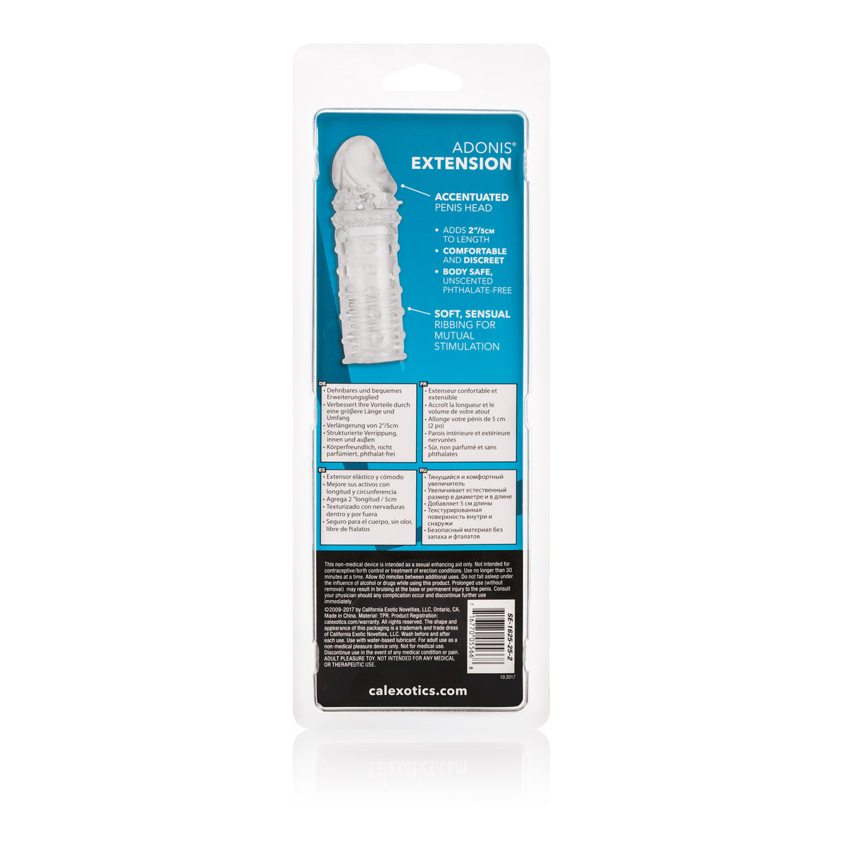 CalExotics Adonis Extension Penis Sleeve — Clear, +2 in (5 cm) - SE1625252