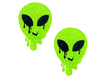 Neva Nude Super Sparkle Lemon-Lime Blacklight Nipple Pasties (2 Pack) - NN-BLA-MAL