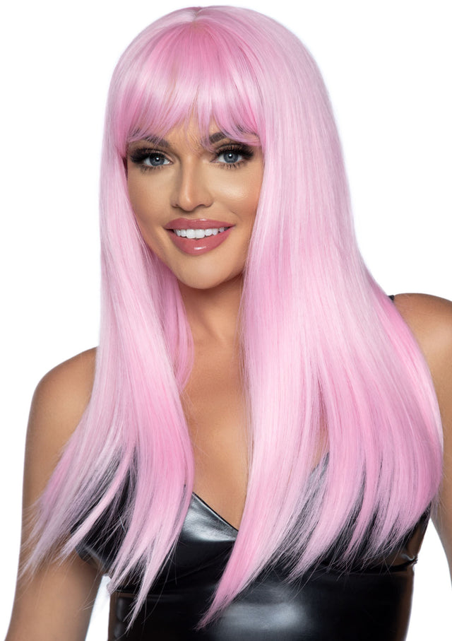 Leg Avenue 24-Inch Straight Wig with Bangs — Pink - LA-A2881PK