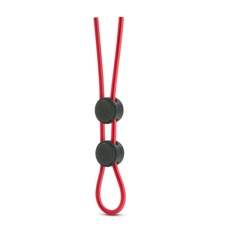 Blush Stay Hard Silicone Double Loop Cock Ring — Red, Adjustable - BL-32098