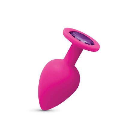 Viben Gemma Large Pink Silicone Anal Plug with Purple Gem - VB-CC9163