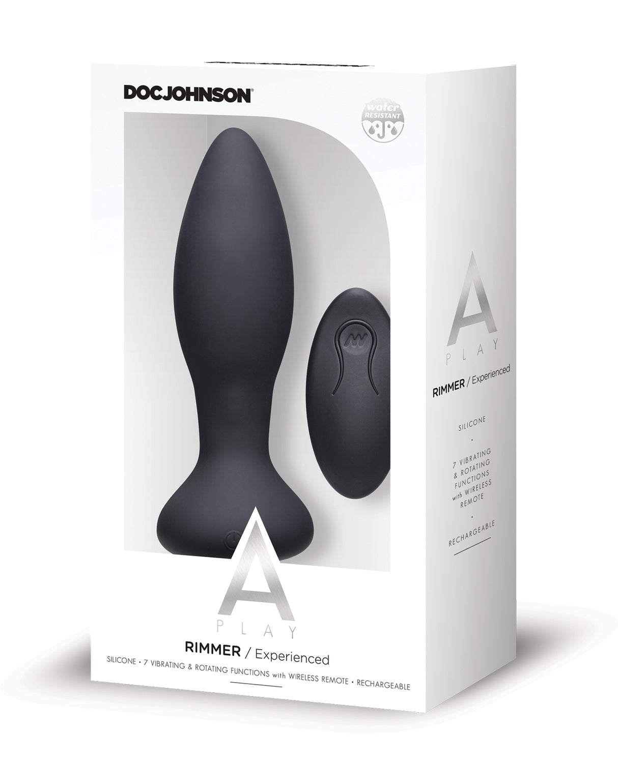 A Play Rimmer Experienced Rechargeable Silicone Anal Plug w/Remote - Black by A-Play