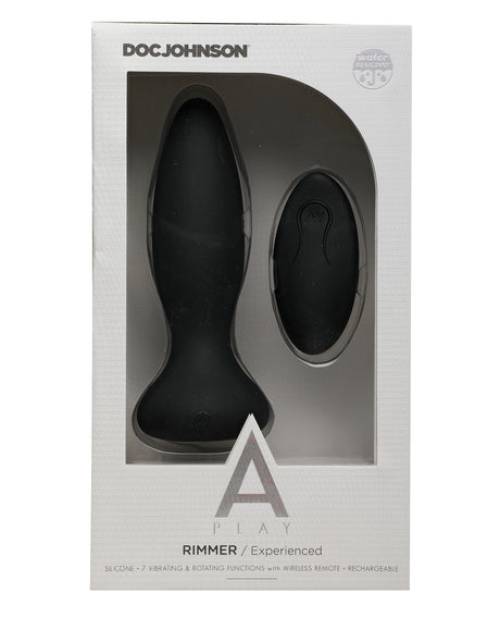 A-Play Rimmer 7-Function Rechargeable Silicone Anal Plug with Remote — Black