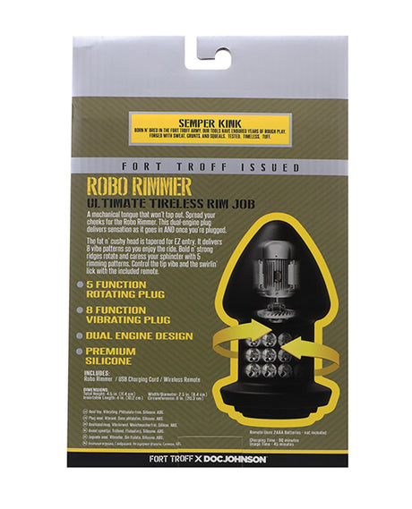 Fort Troff Robo Rimmer Vibrating Anal Plug with Remote — Black