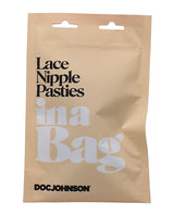 In A Bag Lace Nipple Pasties — Black Vegan Leather & Lace