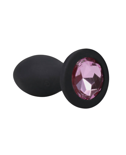 Booty Bling Jeweled Wearable 3" Vibrating Silicone Plug - Black/Pink by Booty Bling