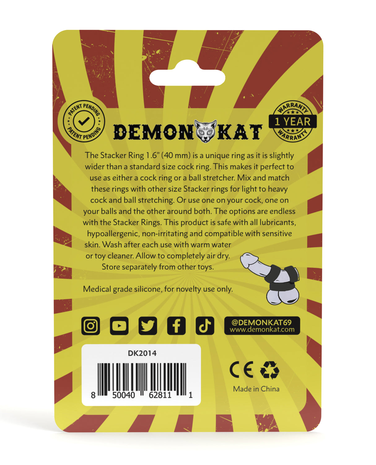 Demon Kat 1.6" Stacker Ring - Black by Demon Kat