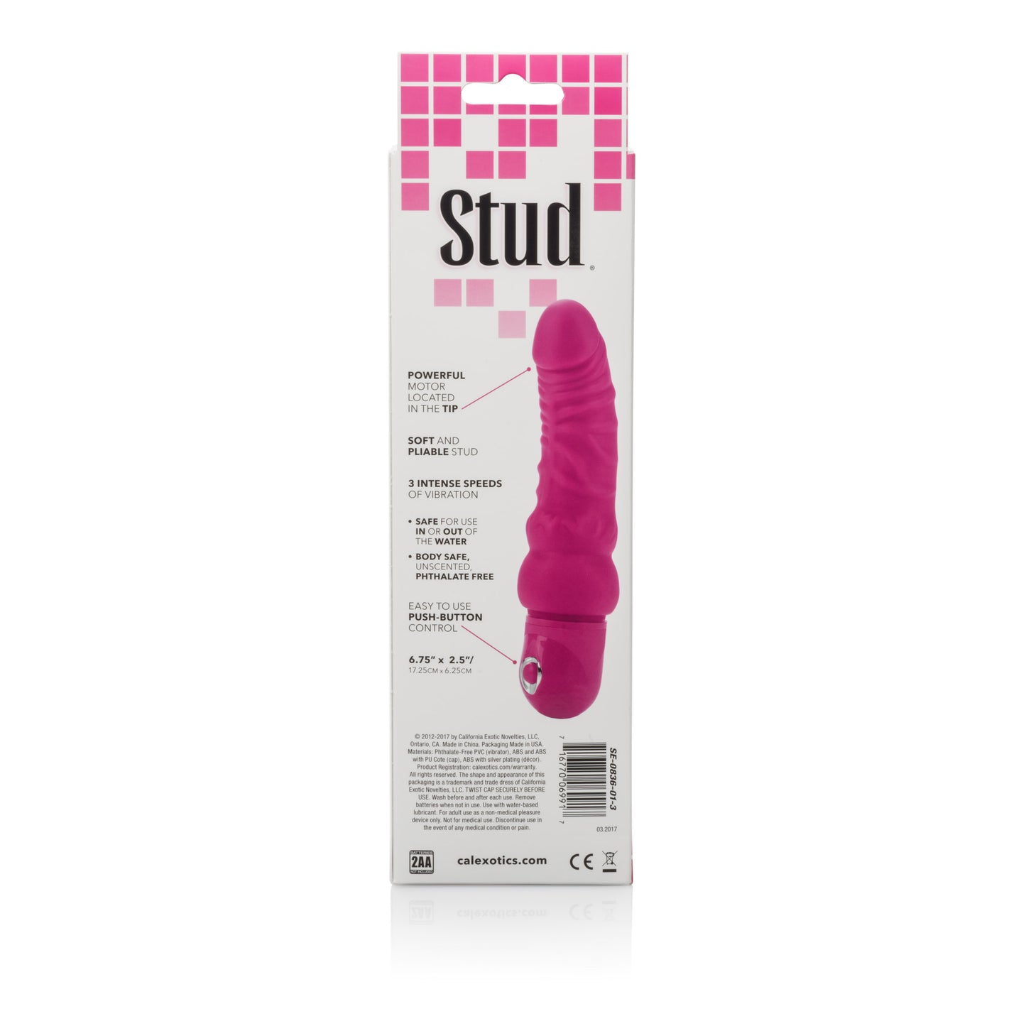 Waterproof Power Stud Curvy Dong - Pink by CalExotics